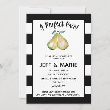 A Perfect Pair! Modern Pear Couples Bridal Shower Invitations