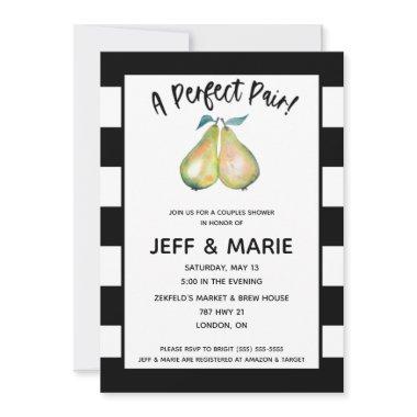 A Perfect Pair! Modern Pear Couples Bridal Shower Invitations