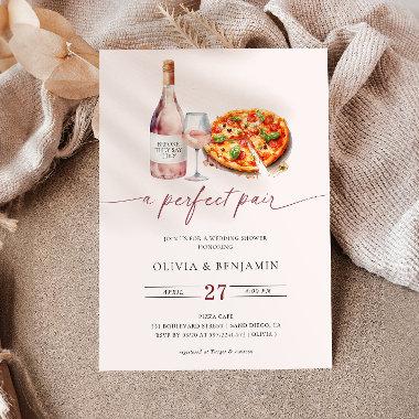 A Perfect Pair Wine | Pizza Wedding Shower Invitations