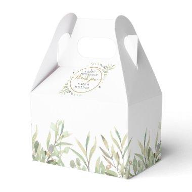 A Sweet Beginning Gold Thank You Greenery Wedding Favor Boxes
