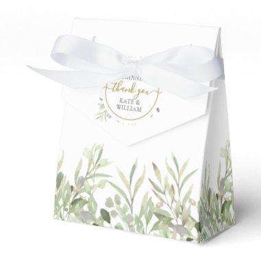 A Sweet Beginning Greenery Wedding Gold Thank You Favor Boxes