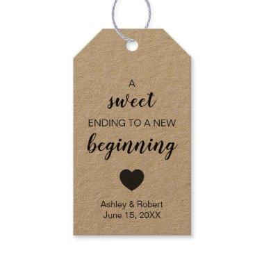 A Sweet Ending to a New Beginning Wedding Favor Gift Tags