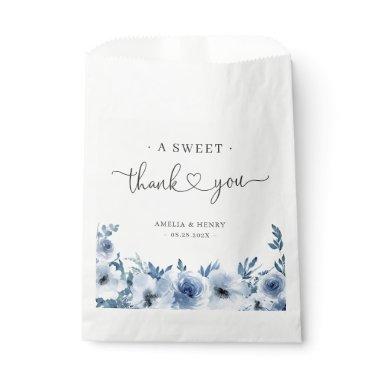 A Sweet Thank You | Boho Dusty Blue Floral Wedding Favor Bag