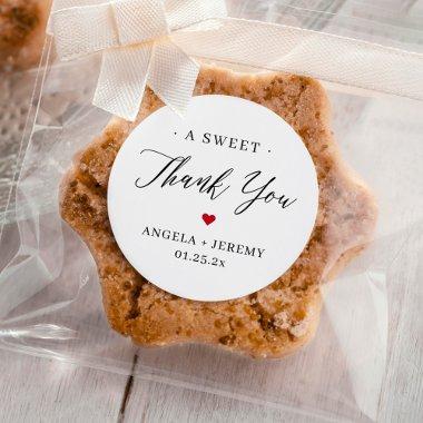 A Sweet Thank You Minimalist Wedding Favor Classic Round Sticker