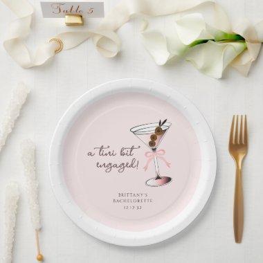A tini bit engaged Martini Pink Bachelorette Paper Plates