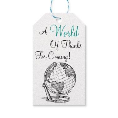 A World Of Thanks For Coming Travel Theme Gift Tag