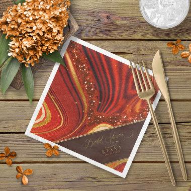 Abstract Agate Bridal Shower Hot Orange ID827 Napkins