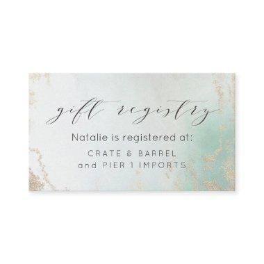 Abstract Aqua Ombre Fade with Frosted Gold Glitter Enclosure Invitations