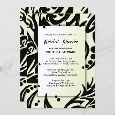 Abstract Black and Green Tribal Bridal Shower Invitations