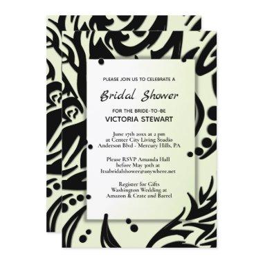 Abstract Black and Green Tribal Bridal Shower Invitations