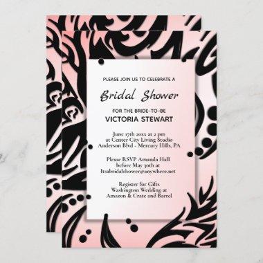 Abstract Black and Pink Tribal Bridal Shower  Invitations