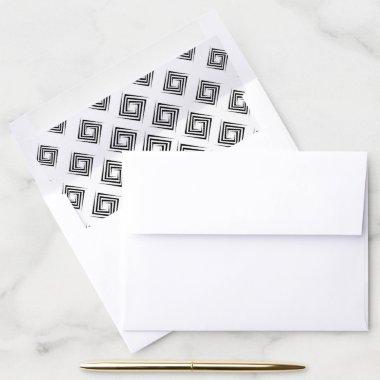 Abstract Black and White Swirly Square Pattern Envelope Liner