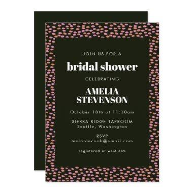 Abstract Black Pink Dot Pattern Glam Bridal Shower Invitations