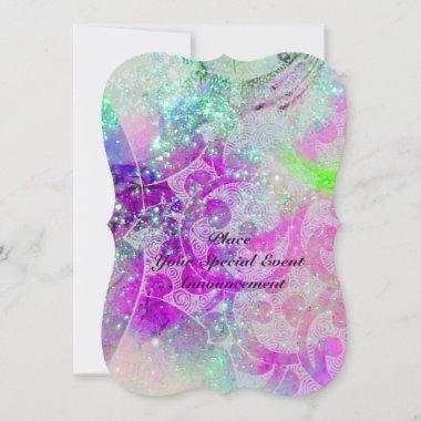 ABSTRACT BLUE GEM,PINK TEAL PURPLE WAVES ,SPARKLES Invitations