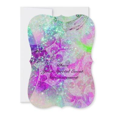 ABSTRACT BLUE GEM,PINK TEAL PURPLE WAVES ,SPARKLES Invitations