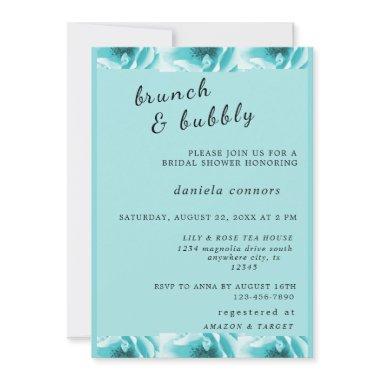 Abstract Blue & White Florals Brunch & Bubbly