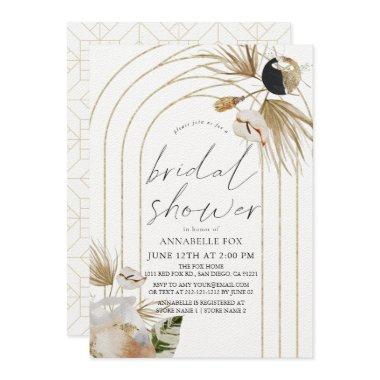 Abstract Boho Gold Arches Bridal Shower Invitations