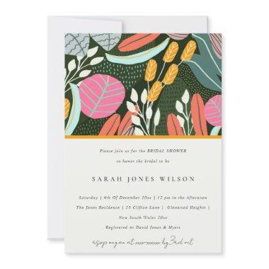 Abstract Bold Tropical Botanical Bridal Shower Invitations