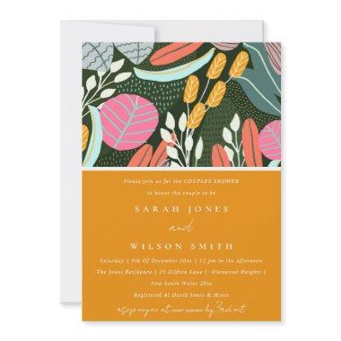 Abstract Bold Tropical Botanical Couples Shower Invitations