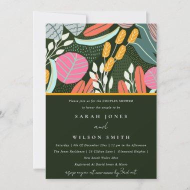 Abstract Bold Tropical Botanical Couples Shower Invitations