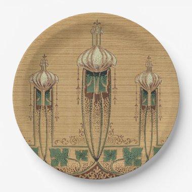 Abstract Bulbous Art Nouveau Shape Fleur-de-lis Paper Plates