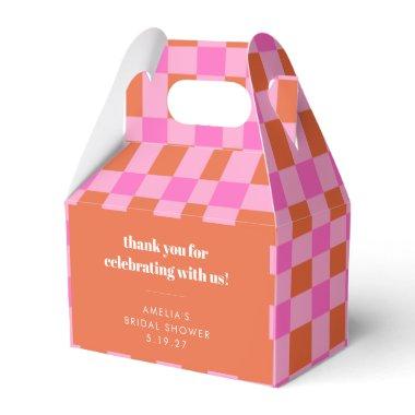 Abstract Checker Pink Custom Bridal Shower Thank Favor Boxes