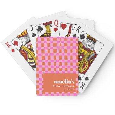 Abstract Checker Pink Orange Custom  Poker