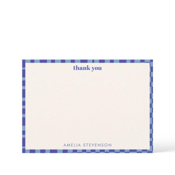 Abstract Checkerboard Blue Custom  Thank You