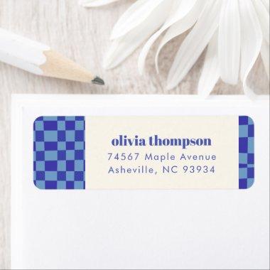 Abstract Checkerboard Blue Shower Return Address Label