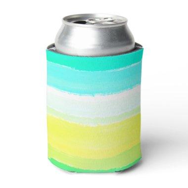 Abstract Colorful Watercolor Stripes Pattern Can Cooler