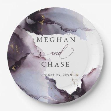 Abstract Dusty Mauve Amethyst Paper Plate