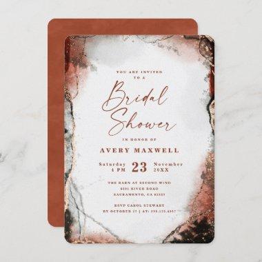 Abstract Ethereal Burnt Orange Bridal Shower Invitations