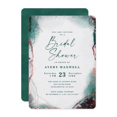 Abstract Ethereal Emerald Green Bridal Shower Invitations