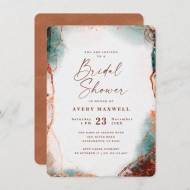 Abstract Ethereal Terra Cotta Bridal Shower Invitations