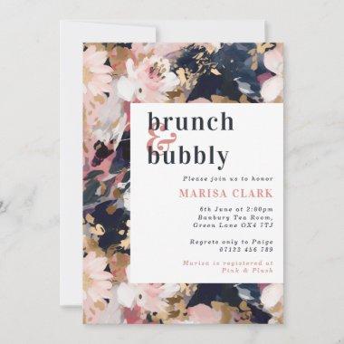 Abstract Floral Brunch & Bubbly Bridal Shower Invitations