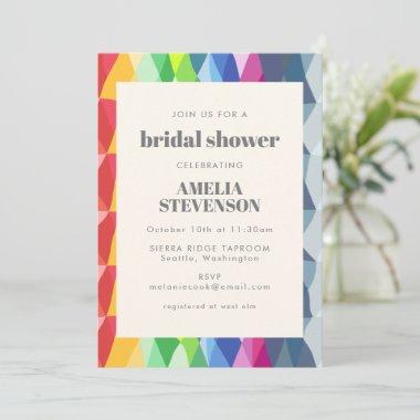 Abstract Geometric Rainbow Prism Bridal Shower Invitations