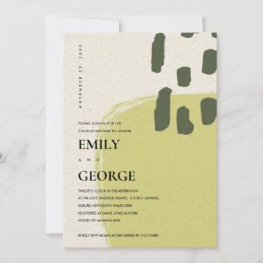 ABSTRACT KRAFT LIME GREEN COUPLE SHOWER Invitations