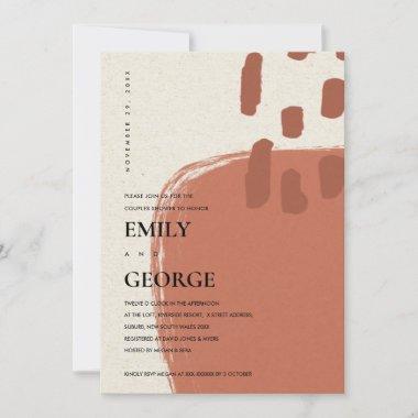 ABSTRACT KRAFT TERRACOTTA RED COUPLE SHOWER Invitations