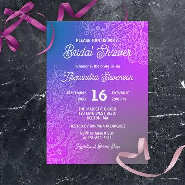 Abstract Lacy Artwork Purple Pink Bridal Shower Invitations