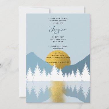 Abstract Landscape Golden Winter Bridal Shower Invitations