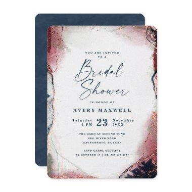 Abstract Modern Burgundy & Navy Blue Bridal Shower Invitations