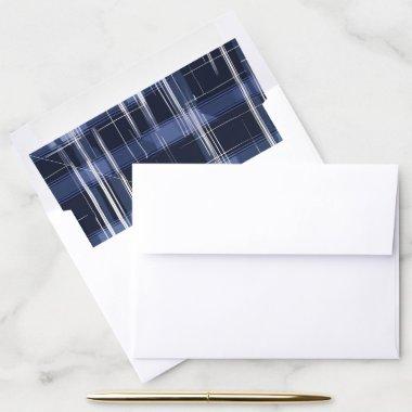Abstract Navy Blue Plaid Checker Pattern Horizonal Envelope Liner