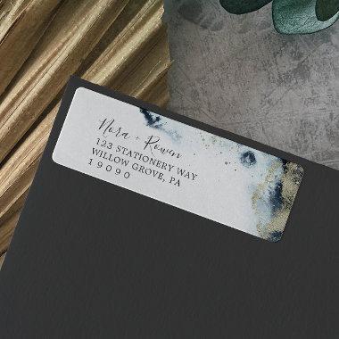 Abstract Navy Watercolor Return Address Label