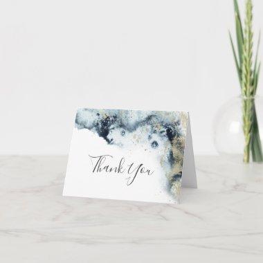 Abstract Navy Watercolor Thank You Invitations