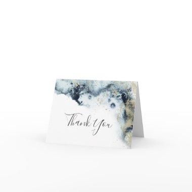 Abstract Navy Watercolor Thank You Invitations