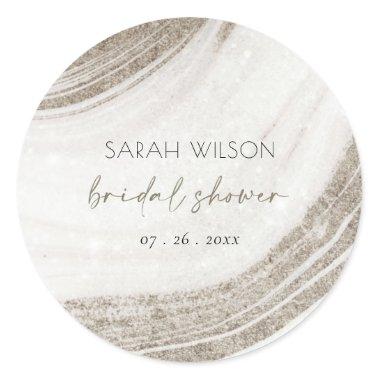 Abstract Pale Gold Marble Agate Bridal Shower Classic Round Sticker