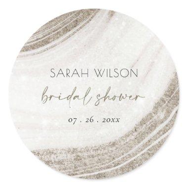 Abstract Pale Gold Marble Agate Bridal Shower Classic Round Sticker