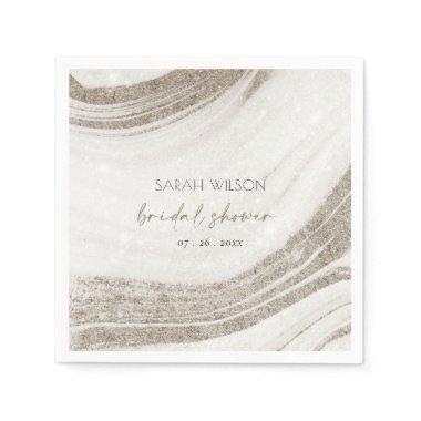 Abstract Pale Gold Marble Agate Bridal Shower Napkins