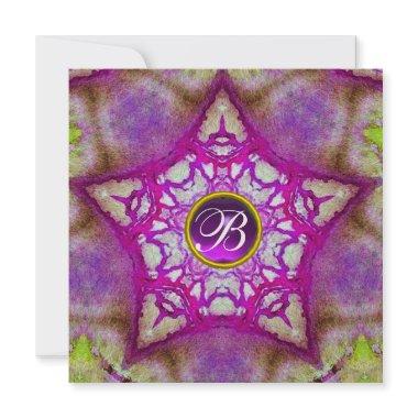 ABSTRACT PINK STAR PURPLE AMETHYST MONOGRAM