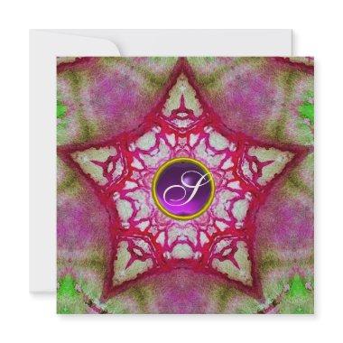 ABSTRACT PINK STAR PURPLE AMETHYST MONOGRAM
